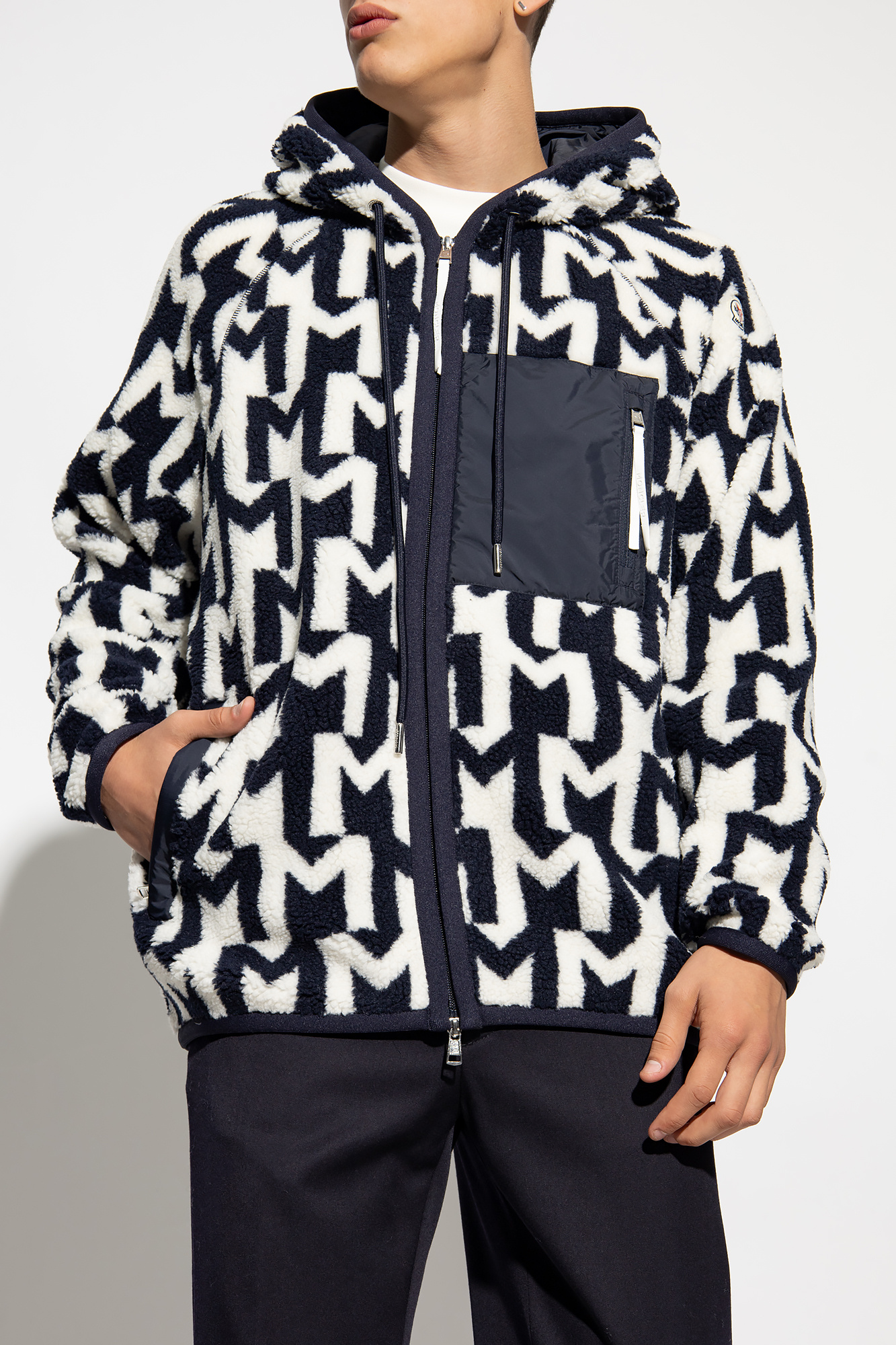 Navy blue Monogrammed fleece hoodie Moncler - Vitkac Netherlands