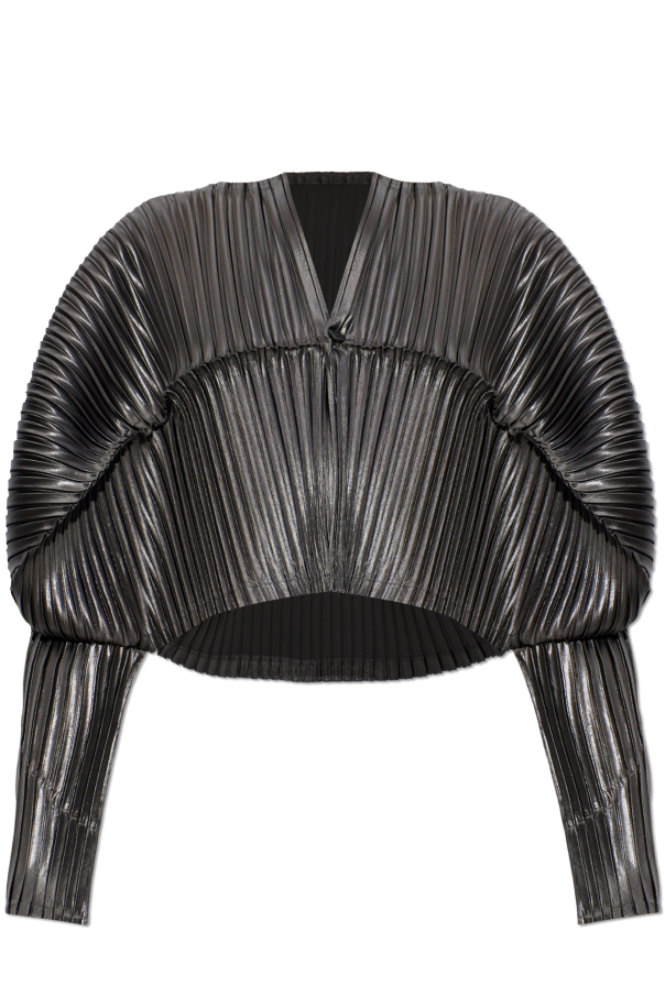 Pleated cropped cardigan od Issey Miyake