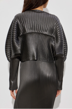 Issey Miyake Plissierte Strickjacke mit kurzem Schnitt