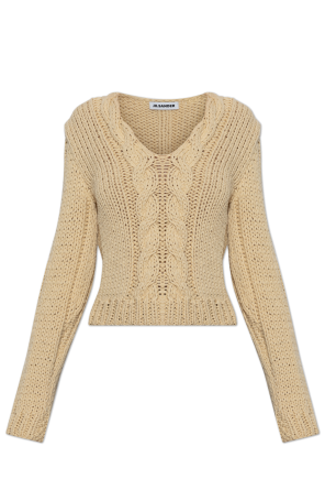 Wool sweater with decorative knit