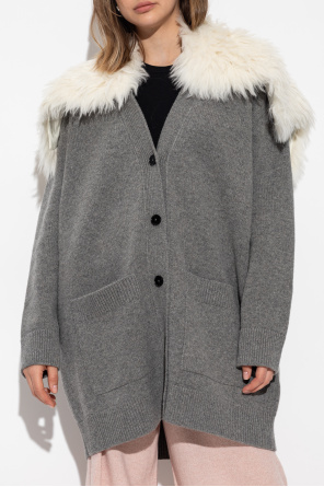 JIL SANDER Cardigan with detachable faux fur