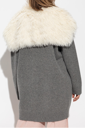 JIL SANDER Cardigan with detachable faux fur