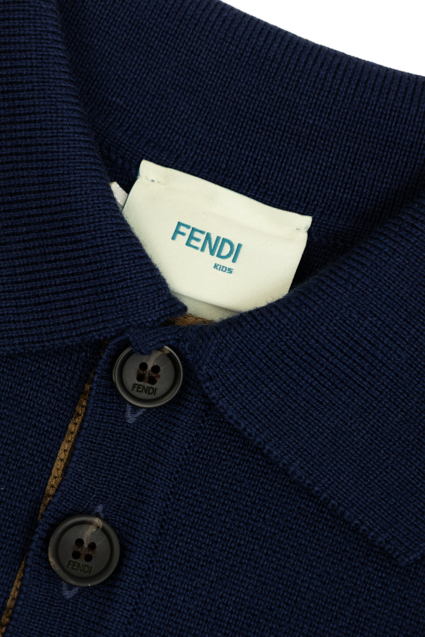 Fendi Kids Polo de lana de manga larga