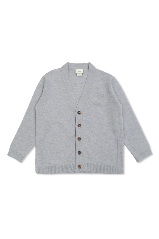 Cardigan with embroidered logo od Fendi Kids