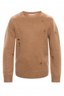 Helmut Lang BROWN Knitted sweater with raw edge