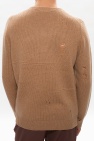 Helmut Lang BROWN Knitted sweater with raw edge