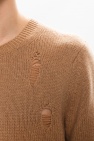 Helmut Lang BROWN Knitted sweater with raw edge
