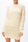 Helmut Lang cream Knitted sweater with raw edge