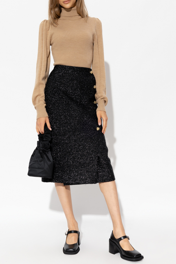 Ganni Turtleneck sweater with puff sleeves