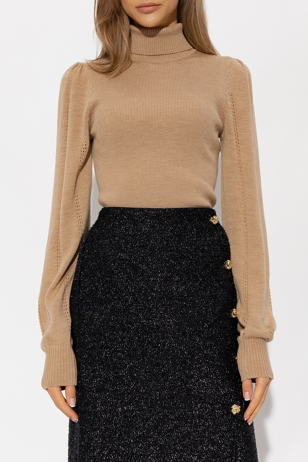 Ganni Turtleneck sweater EXCLUSIVE with puff sleeves