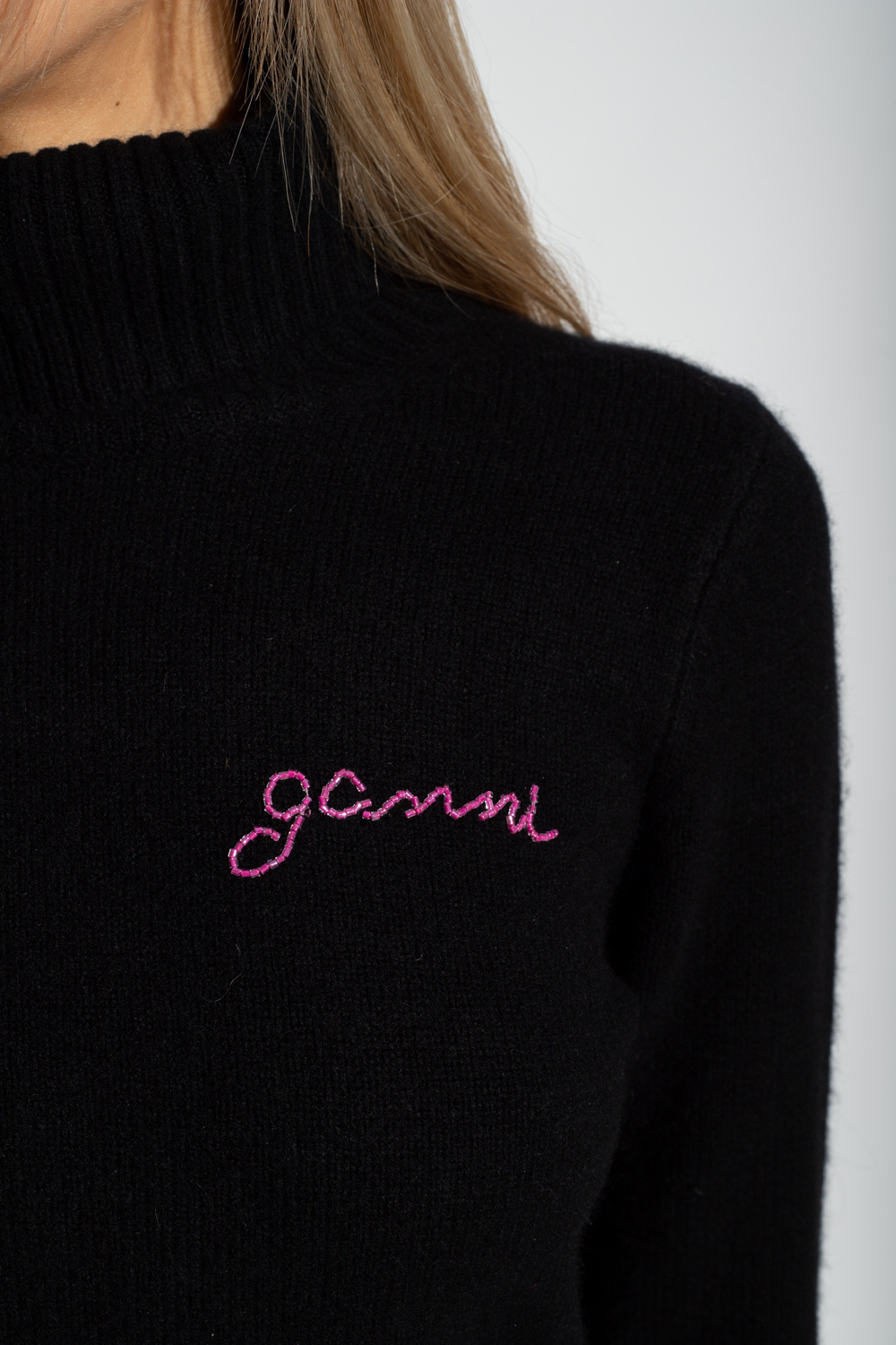 Ganni Turtleneck sweater with logo