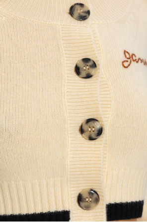 Ganni Wool cardigan with logo