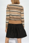 Ganni beige Striped Pattern Cardigan