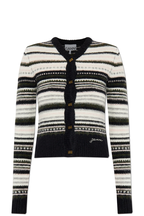 Ganni Cardigan with stripe pattern