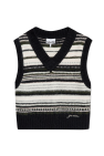 Ganni BLACK Vest with striped pattern