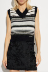 Ganni BLACK Vest with striped pattern