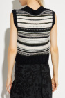 Ganni BLACK Vest with striped pattern