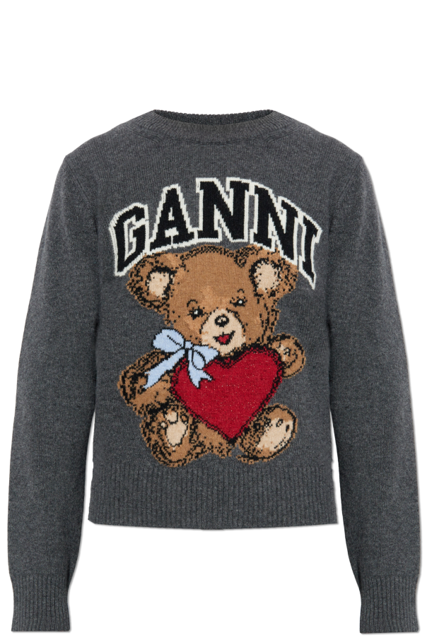 Ganni Sweater with colorful bear motif