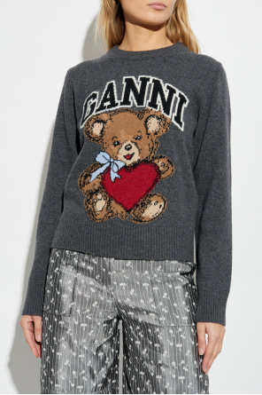 Ganni Sweater with colorful bear motif