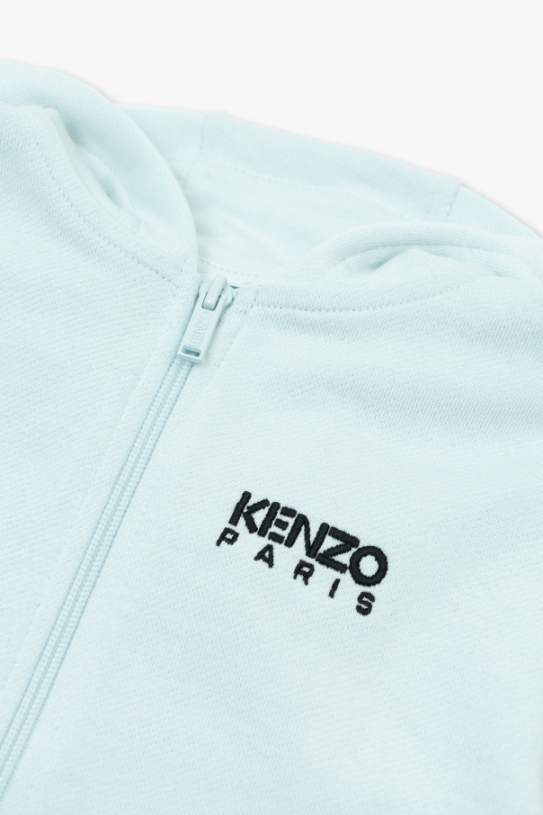 Kenzo Kids Logo-embroidered piqu hoodie