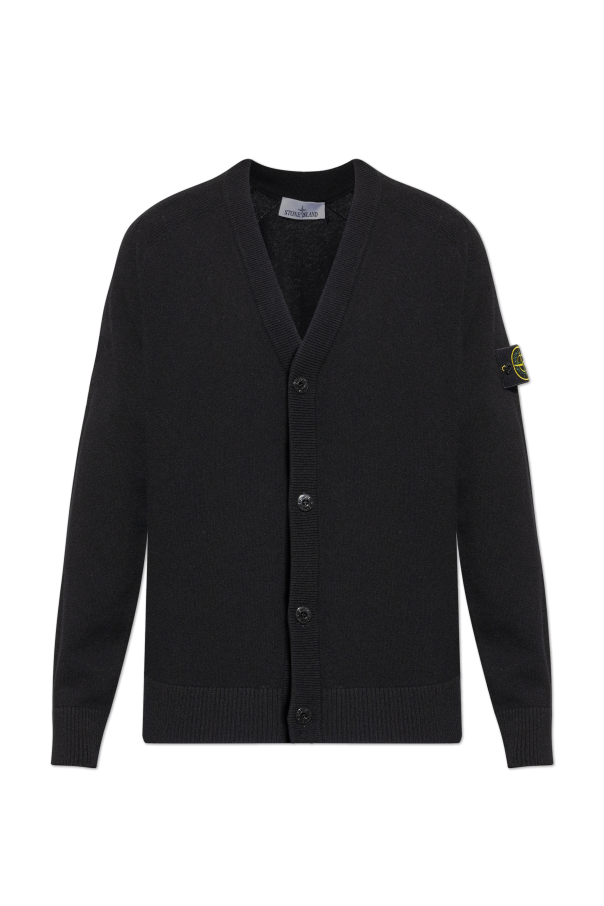 Wool cardigan with logo patch od Stone Island
