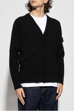Stone Island Wool cardigan with logo patch