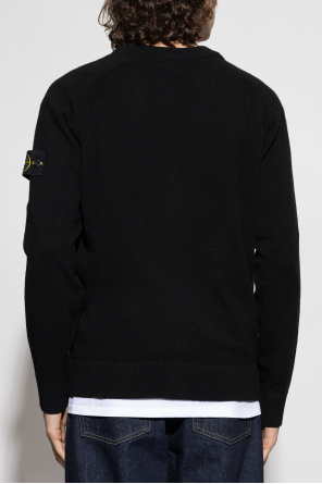 Stone Island Wool cardigan with logo patch