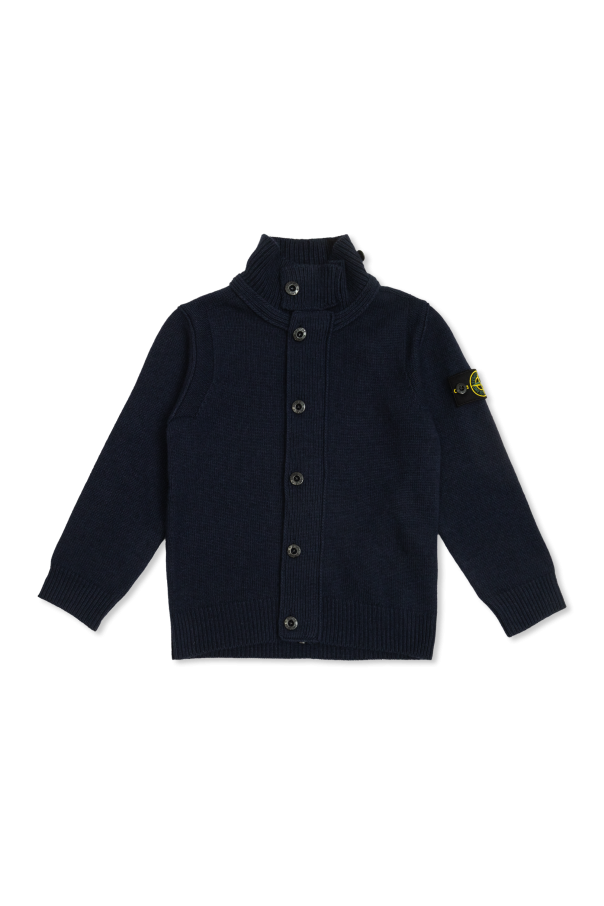 Cardigan with logo patch od Stone Island Junior