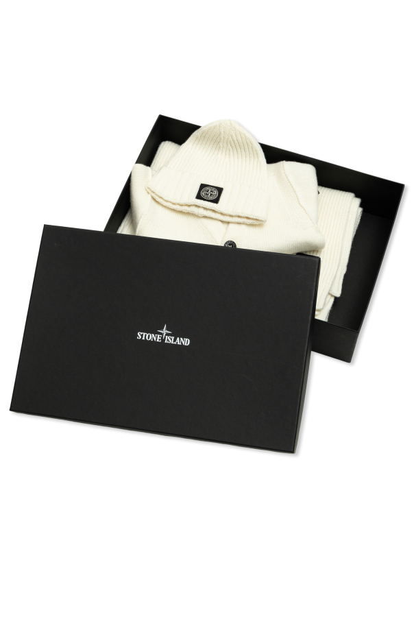 Stone Island Junior Komplett: Strickjacke, Schal und Mütze