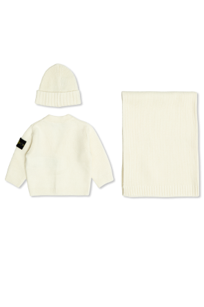 Stone Island Junior Komplett: Strickjacke, Schal und Mütze