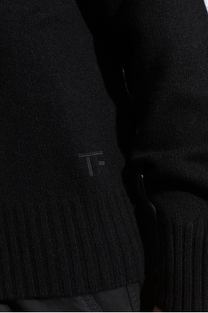 Tom Ford Kaszmirowy sweter z wyszytym logo