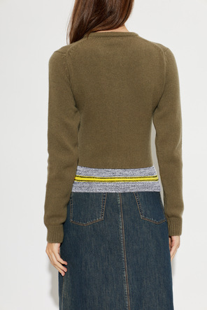 JW Anderson Cardigã de lã com logótipo bordado na manga