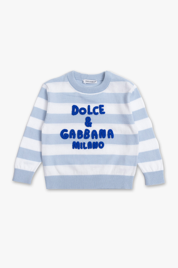 Dolce & Gabbana floral-embroidered virgin wool dress Sweater with logo