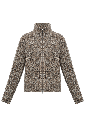 Wool cardigan with logo patch