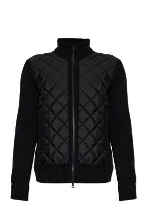 Quilted-front cardigan