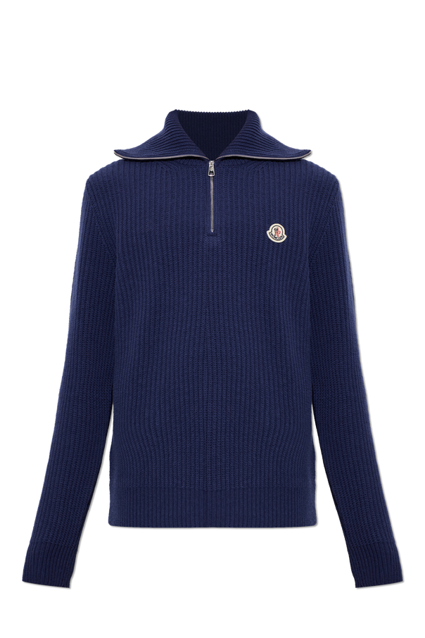 Wool turtleneck with logo patch od Moncler