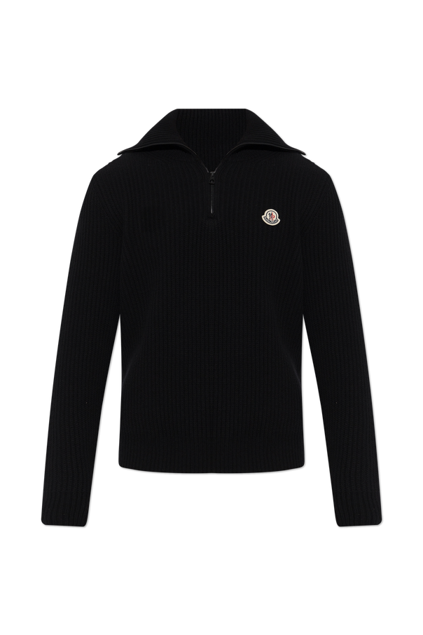 Wool turtleneck with logo patch od Moncler