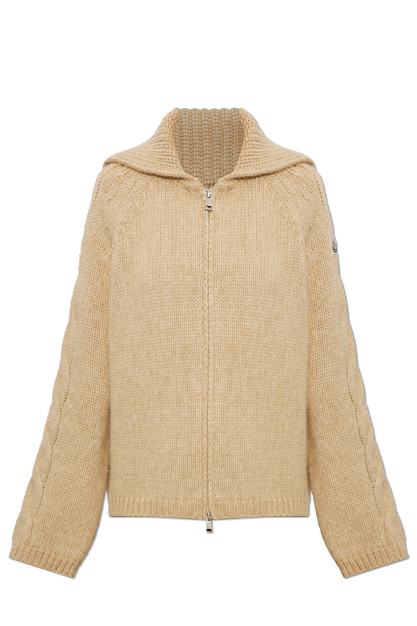 Cardigan with logo patch od Moncler