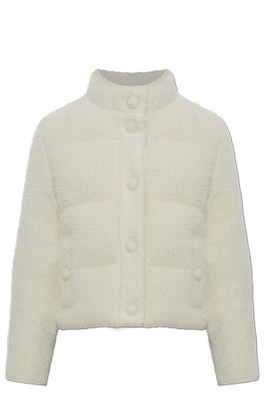 Down jacket with logo patch