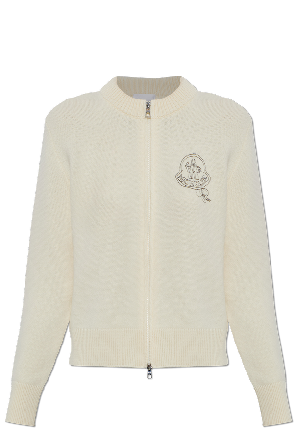 Wool cardigan with embroidered logo od Moncler