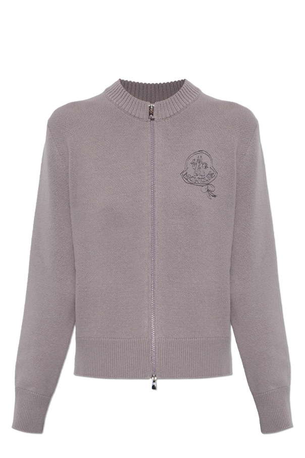 Wool cardigan with embroidered logo od Moncler
