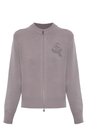 Woll-Cardigan mit aufgesticktem Logo