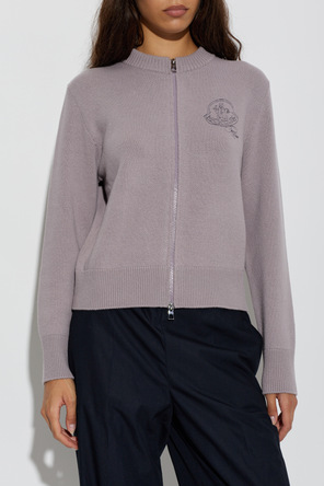 Moncler Wool cardigan with embroidered logo