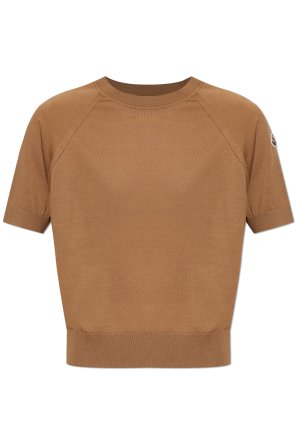 Wool top with a crew neckline od Moncler