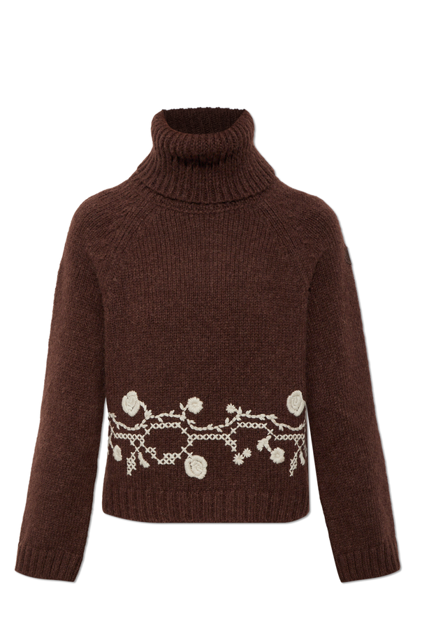 Wool turtleneck sweater with embroidery od Moncler