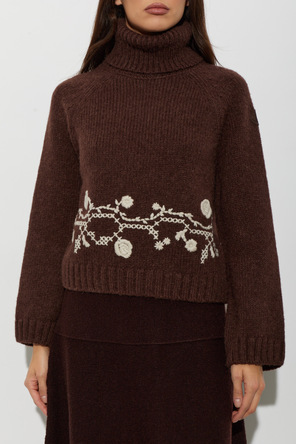 Moncler Woll-Rollkragenpullover mit Stickerei