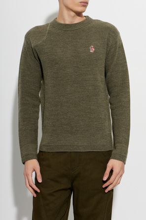 Moncler Grenoble Jersey MONCLER GRENOBLE APRÈS-SKI de hombre en verde caqui/oliva de lana con logo bordado