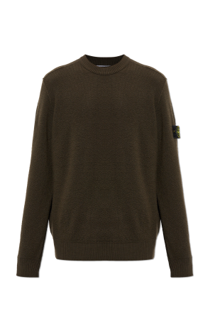 Wool sweater with patch on sleeve