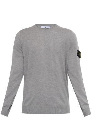 Wool sweater with patch on sleeve