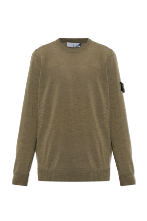Wool sweater with patch on sleeve